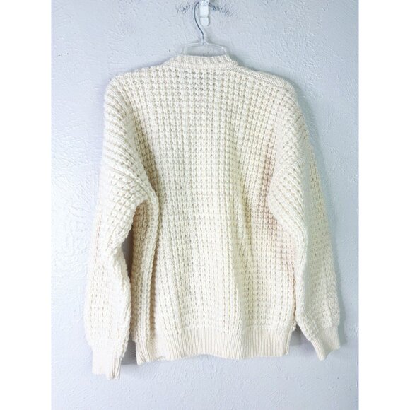 Bonner Large Irish Wool Sweater Chunky Cable Knit Fisherman Cardigan Cream New - Picture 4 of 10